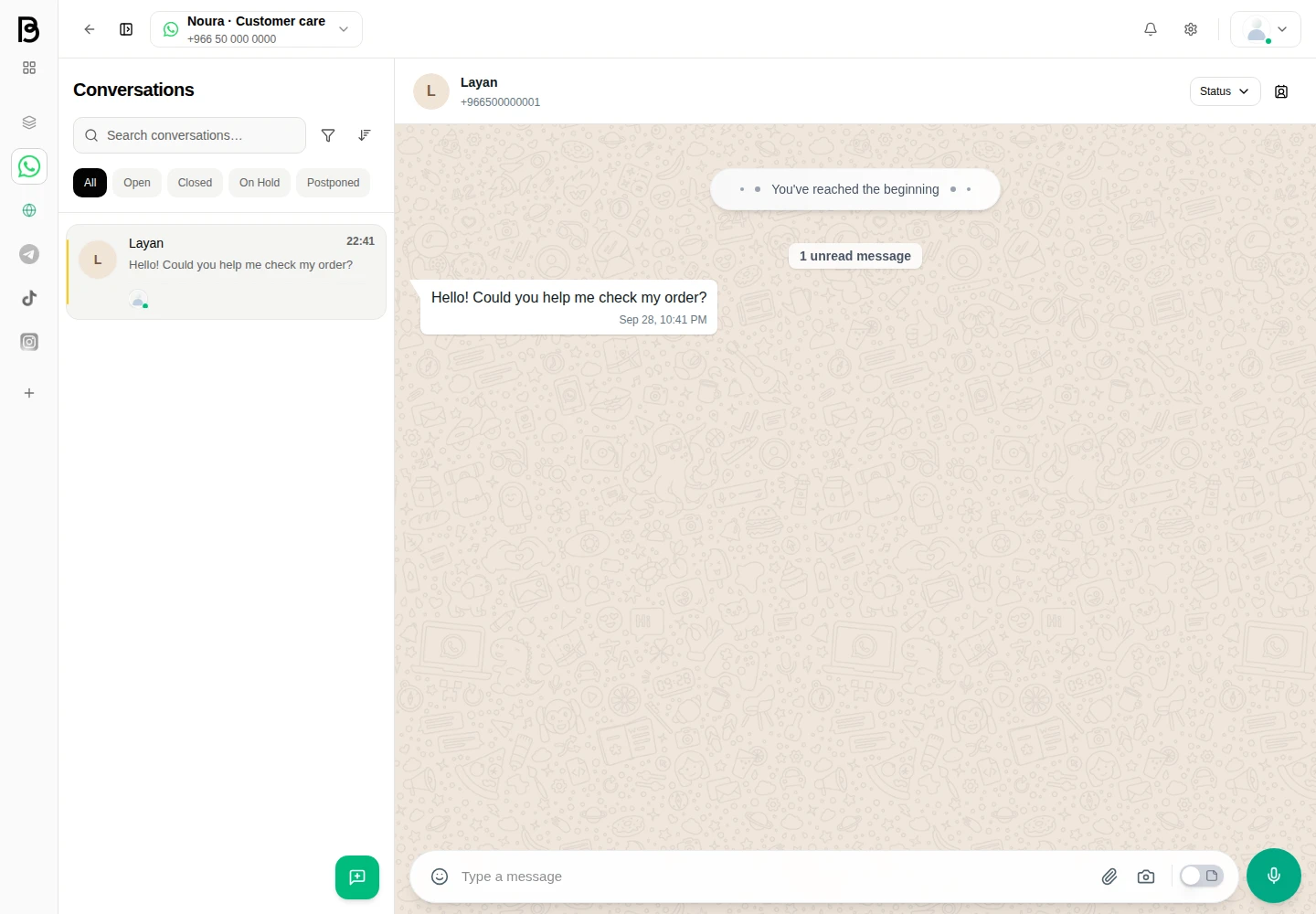 Shared inbox — Botat workspace with sample data